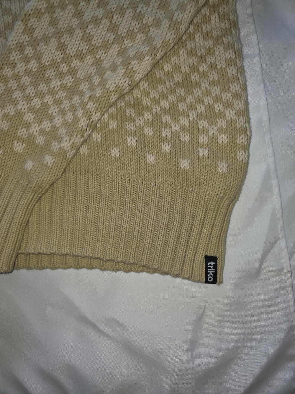 Cream Patterned Shawl-Collar Men's Sweater Size XL - Picture 4 of 4